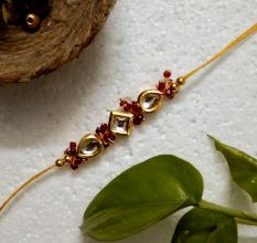 Traditional Rakhi with Wooden, Kundan Beads, Metal, Acrylic