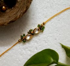 Traditional Rakhi with Kundan Beads, Wooden, Acrylic, Metal