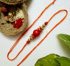Traditional Rakhi with Acrylic, Glass, Wooden Beads