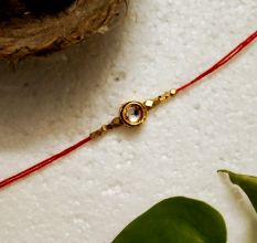 Traditional Rakhi with Kundan, Brass Beads