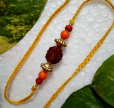 Traditional Rakhi with Wooden, Acrylic Beads
