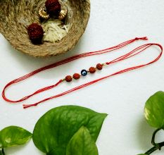 Traditional Rakhi with Brass Beads, Acrylic, Glass
