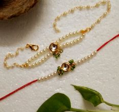 Elegant Acrylic Beads, Kundan Rakhi for Brothers