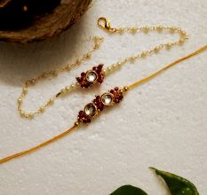 Handcrafted Rakhi with Kundan, Acrylic Beads Elements