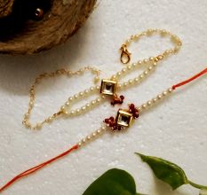 Designer Rakhi Crafted with Acrylic Beads, Kundan