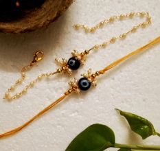 Traditional Rakhi with Acrylic Beads, Metal, Glass