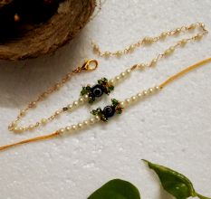 Traditional Rakhi with Metal, Glass, Acrylic Beads