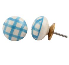 Turquoise Checked Knob