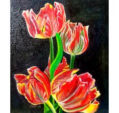 Tulip Flowers Canvas Painting by Artist Snehaprava Maharana