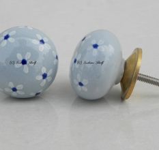 Grey Blue Flower Knob (1)