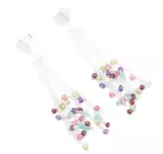 Multi Gemstone Beaded Dangle earring, Brass silver plated earring, Gift jewelry