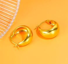 22k Yellow gold plated Hoop earring, Brass Handmade earring for women