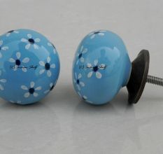 Turquoise Grey Flower Knob (1)