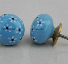 Turquoise Grey Flower Knob (1)