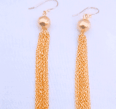 Chain Fringe Dangle earring, 22k Gold plated, Wholesale Brass jewelry