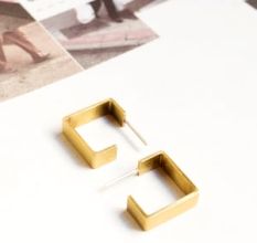 Square Geometric Hoop earring, Brass 22k gold plated, Wholesale earring