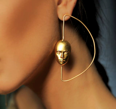 Half Moon Nino Sepo's Earring, Brass 22k Gold Plated
