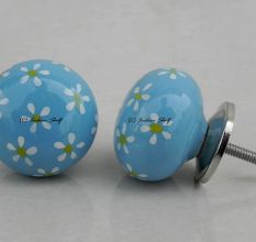 Turquose Yellow Flower Knob (1)