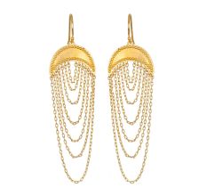 22k gold plated Chain Fringe earring, Handmade brass jewelry