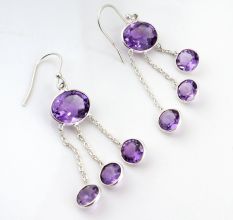 Amethyst gemstone dangle earring, 925 Sterling silver, Gifts for women