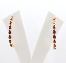 Pink Cz circle hoop earring, Brass with 22k gold plated, Gifts jewelry
