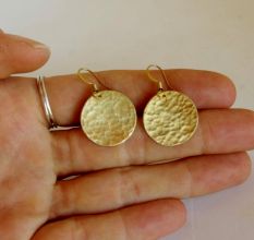 Hammered Round Dangle earring, Brass handmade jewelry, Wholesale jewelry
