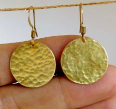 Hammered Round Dangle earring, Brass handmade jewelry, Wholesale jewelry