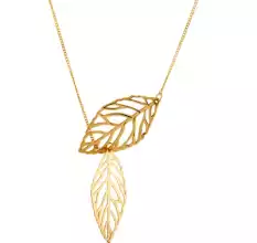 Y Drop Leaf Necklace, Brass 18k gold plated jewelry for women, Handmade Jewelry