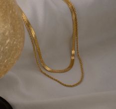 Two Layed chain necklace, Rope and Snake chain necklace