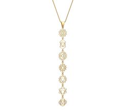 Bar Seven Chakra Charms necklace, Brass 22k gold plated, Handmade jewelry