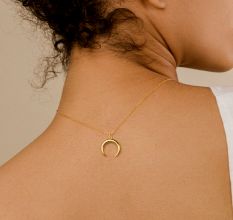 Crescent Moon Pendant necklace for women,Brass 22k gold plated, Handmade jewelry