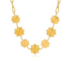 Brass 22k gold plated Choker necklace, Roud charm necklace for women