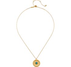 Nurture Intuition Turquoise Mandala Necklace, Brass with 22k gold plated necklace for women