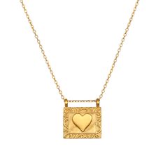 Heart Chakra pendant necklace for women, Brass 22k gold plated necklace, Handmade Jewelry