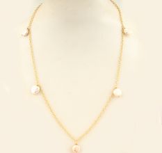 Mother of Pearl necklace for women, Brass with 22k gold plated jewelry, Handmade jewelry