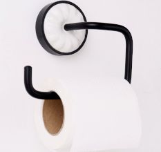 Premium White Black Aluminum Ceramic Toilet Paper Holder