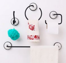 Premium White Black Aluminum Ceramic Toilet Paper Holder