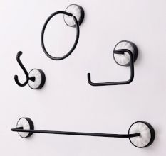 Premium White Black Aluminum Ceramic Toilet Paper Holder