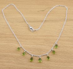 Peridot Drop gemstone necklace for women, 925 Sterling silver necklace