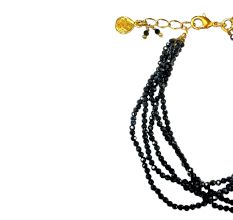 Iolite Beaded 5-Layer Bracelet | 22K Gold Plated Brass | Adjustable Size 7 inch