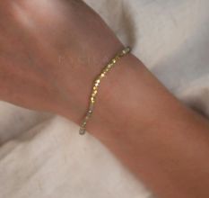 Labradorite and Metal Beaded bracelet, Handcrafted brass gold plated jewelry 6.5