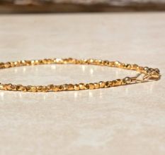 Facted metal beaded bracelet, 22k gold plated bracelet for women, Handmade jewelry