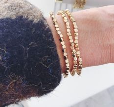 Faceted Beaded Stretchable bracelet For women, Set of 5 Pcs 22k gold plated