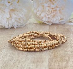 Faceted Beaded Stretchable bracelet For women, Set of 5 Pcs 22k gold plated