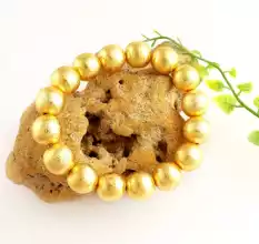 22k gold plated metal ball bracelet, Stretchable bracelet, For women, Handmade jewelry