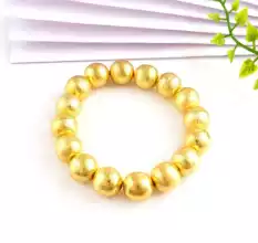 22k gold plated metal ball bracelet, Stretchable bracelet, For women, Handmade jewelry