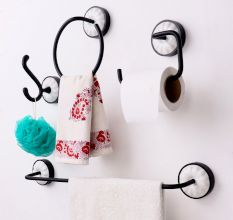 Black White Aluminum Ceramic Wall-Mounted Towel Bar for Bathroom