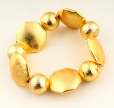 22k Gold plated Chunky Finding Stretchable bracelet, Brass handmade jewelry