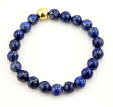 Lapis & metal Beads bracelet, Adjustable bracelet for women, Brass handmade jewelry