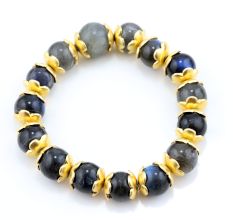 Natural Labradorite stone beaded bracelet, Adjustable bracelet for women